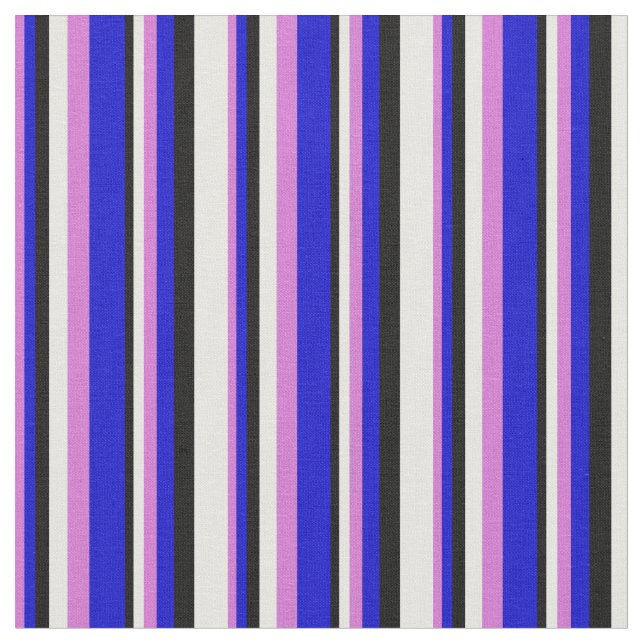 Tissu Lignes orchidées, bleues, noires et blanches (Fermer)
