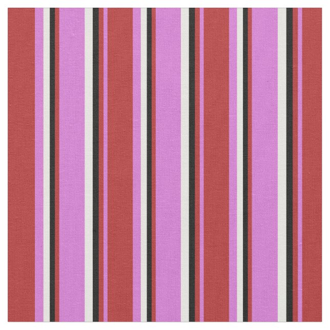 Tissu Lignes orchidées, rouges, noires et blanches (Fermer)