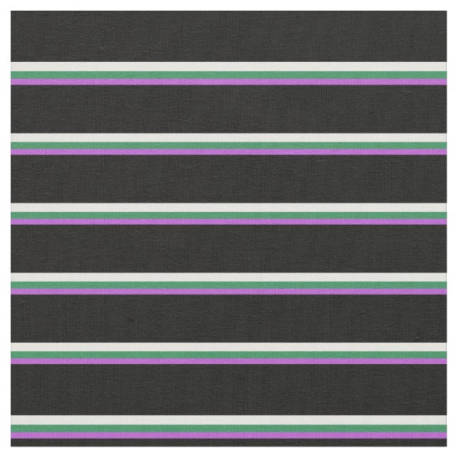 Tissu Lignes orchidées, vert mer, blanc et noir (Fermer)
