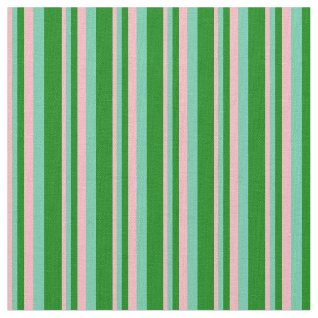 Tissu Lignes Pink, Aquamarine et Vert (Fermer)