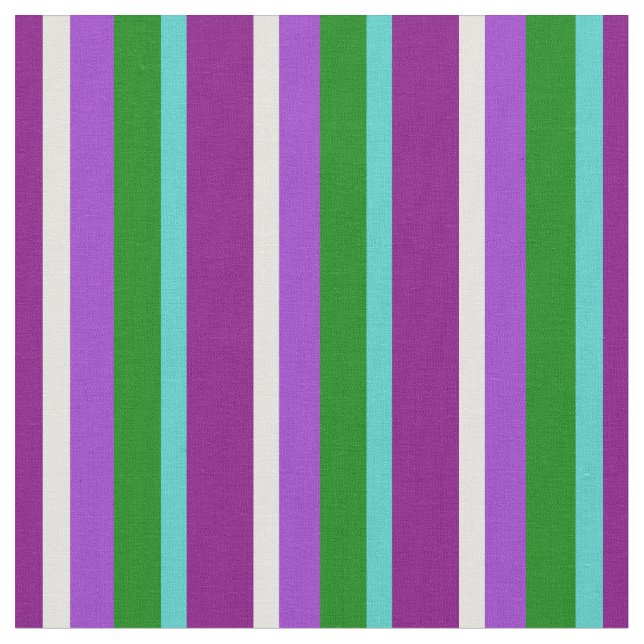 Tissu Lignes pourpres, Turquoise, Vert, Orchidée & Jaune (Fermer)