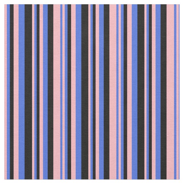 Tissu Lignes rose clair, bleu royal et noir (Fermer)
