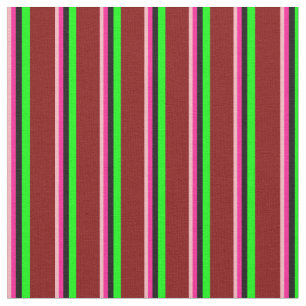 Tissu Lignes rose clair, rose profonde, noir, citron ver