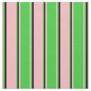 Tissu Lignes rose clair, vert citron et noir