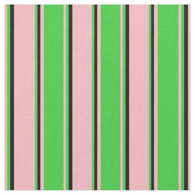 Tissu Lignes rose clair, vert citron et noir (Fermer)