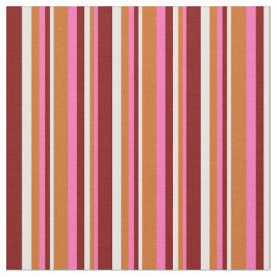 Tissu Lignes roses chaudes, chocolat, Crème à la menthe