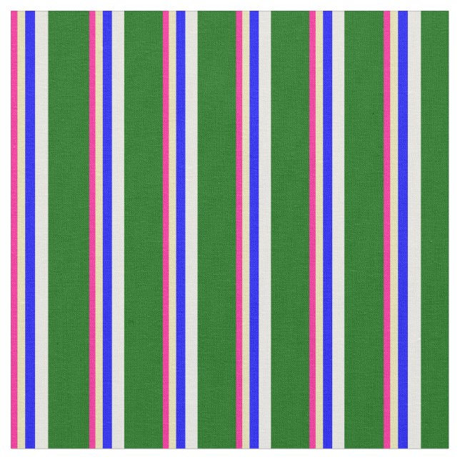 Tissu Lignes roses profondes, bronzées, bleues, blanches (Fermer)