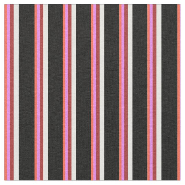 Tissu Lignes rouge, violet, Brown, blanche et noire (Fermer)