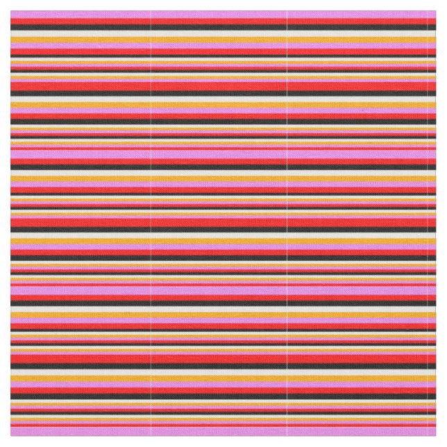 Tissu Lignes rouge, violet, orange, blanc et noir (Fermer)