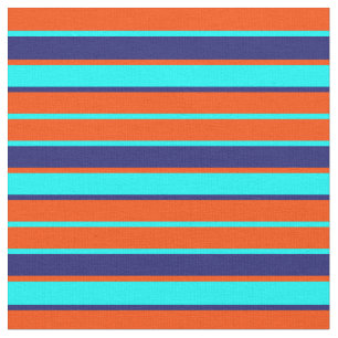 Tissu Lignes rouges, aqua et bleues de minuit