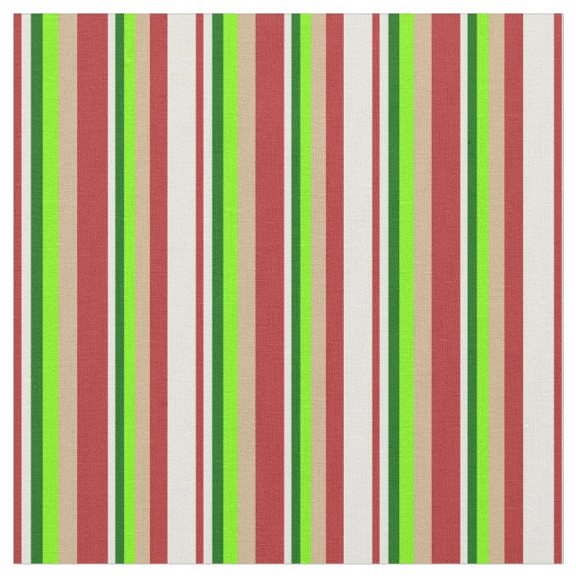 Tissu Lignes rouges, beiges, vert foncé, vertes et teint (Fermer)