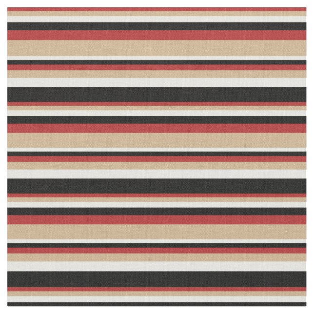 Tissu Lignes rouges, brunes, blanches et noires (Fermer)