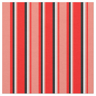 Tissu Lignes rouges, Saumons, lavande et noires