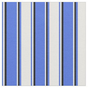 Tissu Lignes Royal Bleue, Blanc et Noir