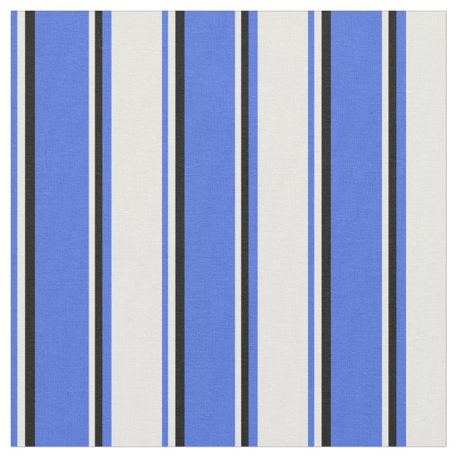 Tissu Lignes Royal Bleue, Blanc et Noir (Fermer)