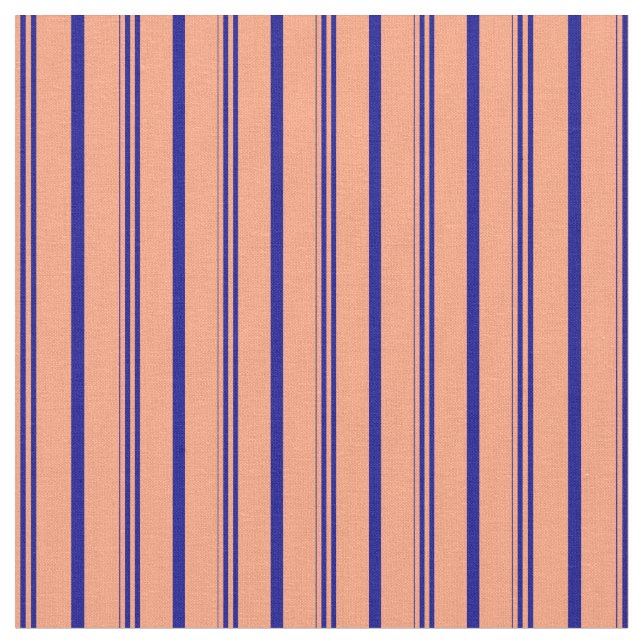 Tissu Lignes Saumon clair et bleu foncé (Fermer)