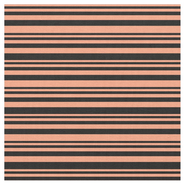 Tissu Lignes Saumon clair et de couleur noire (Fermer)