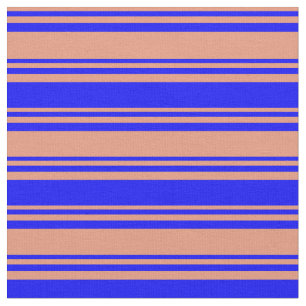 Tissu Lignes Saumon et bleu foncé