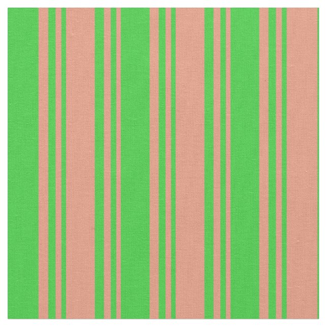 Tissu Lignes Saumon foncé et vert citron (Fermer)