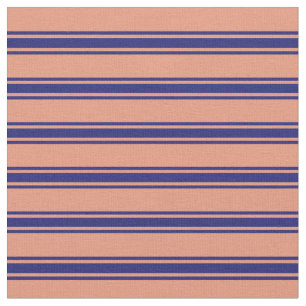 Tissu Lignes Saumon foncées et bleu nuit
