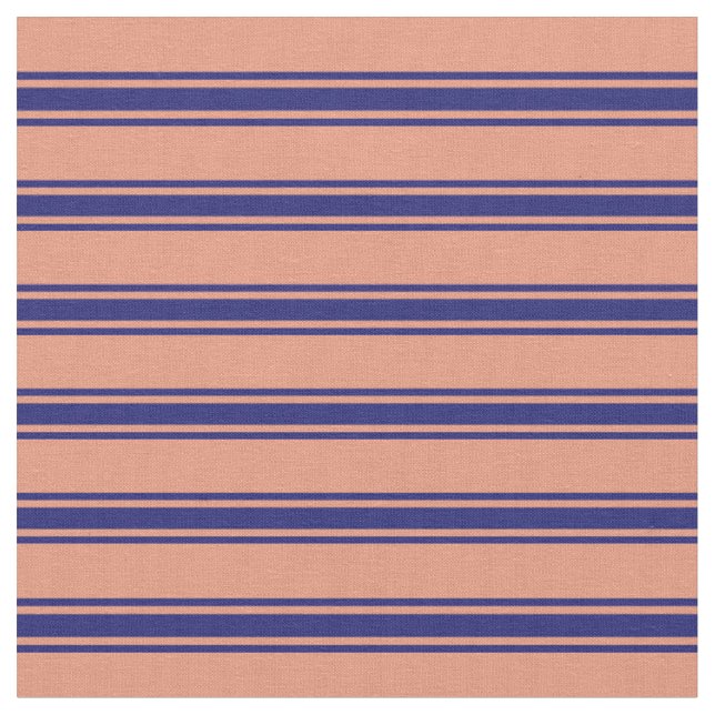 Tissu Lignes Saumon foncées et bleu nuit (Fermer)