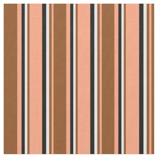 Tissu Lignes Saumons, Brown, blanc et noir (Fermer)