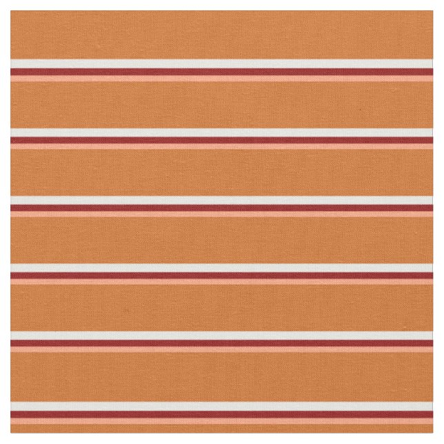 Tissu Lignes Saumons, rouge foncé, blanc et chocolat (Fermer)