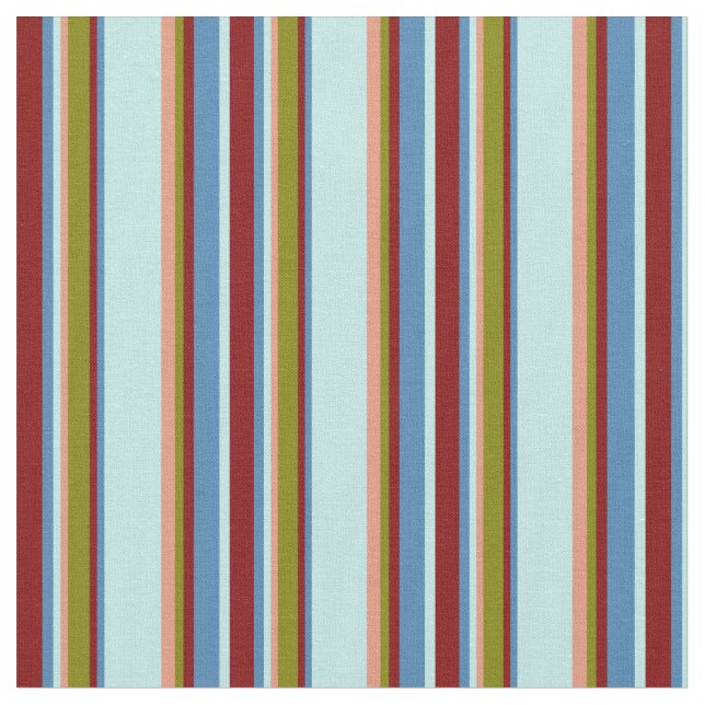 Tissu Lignes Saumons turquoise, bleue, marron, verte et  (Fermer)