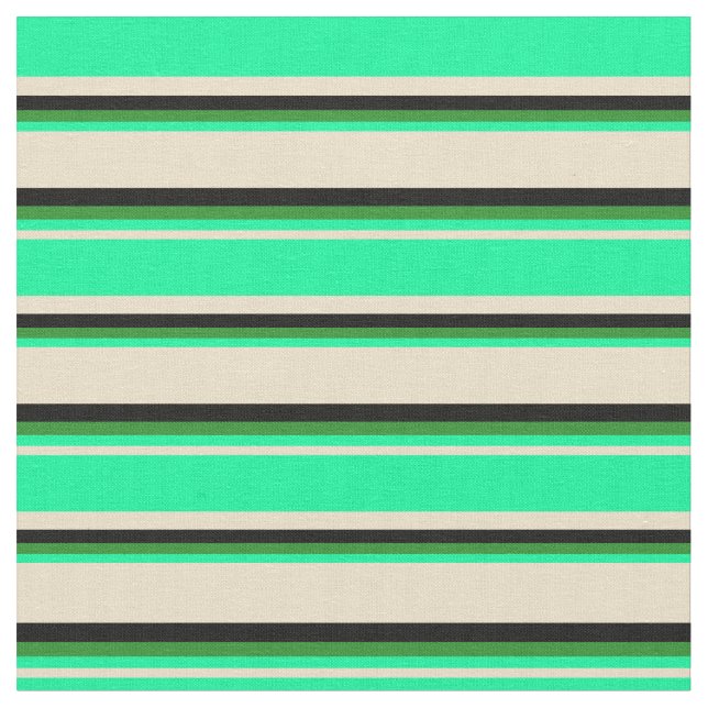 Tissu Lignes Tan, Green, Forest Green et Black Colour (Fermer)
