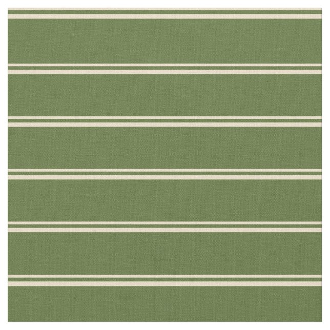 Tissu Lignes Tan & Olive foncé Vert (Fermer)