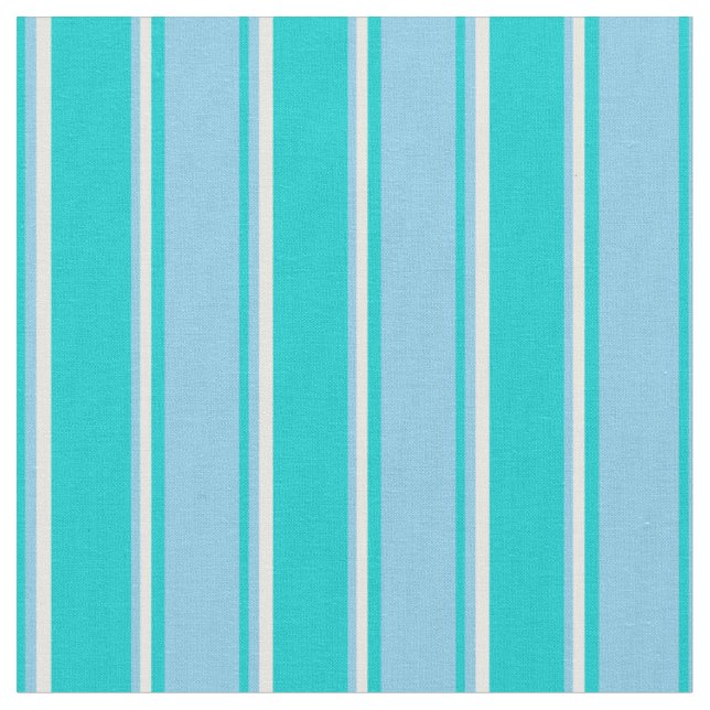 Tissu Lignes turquoise foncée, bleu ciel et blanc (Fermer)