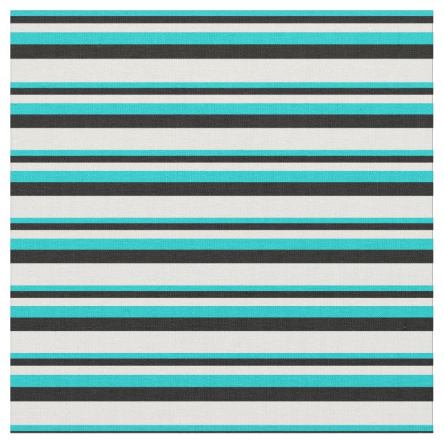 Tissu Lignes turquoise foncée, noire et blanche (Fermer)