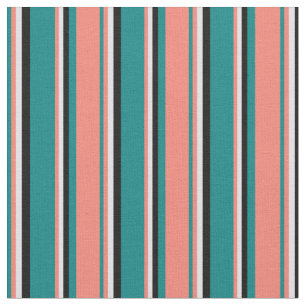 Tissu Lignes turquoise, Saumon, Lavande et Noir