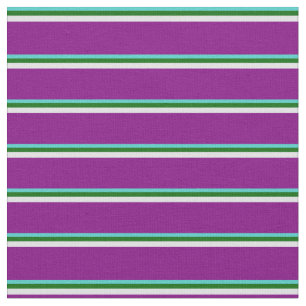 Tissu Lignes Turquoise, Vert foncé, Lavande et violet
