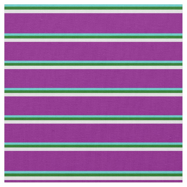 Tissu Lignes Turquoise, Vert foncé, Lavande et violet (Fermer)