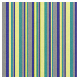 Tissu Lignes turquoises, Jaunes, Bleues et Grises