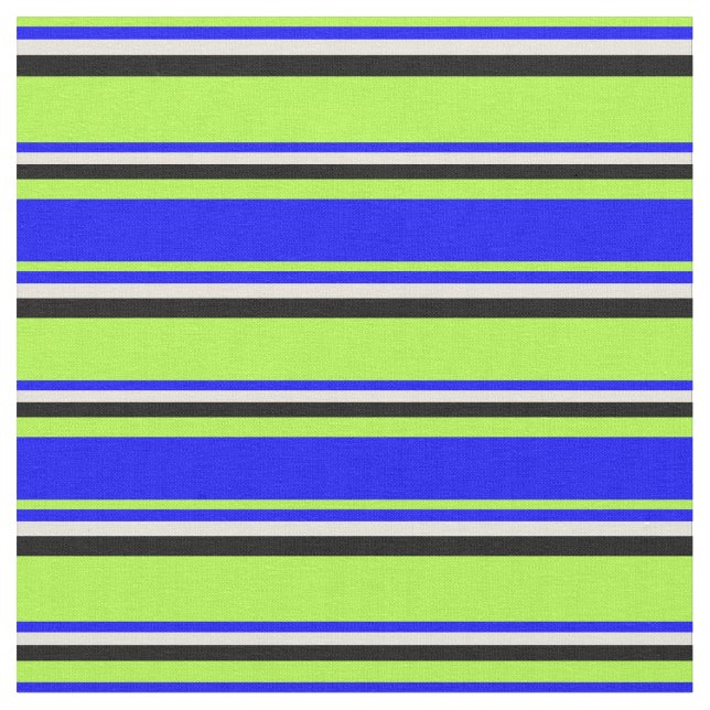 Tissu Lignes Vert clair, Bleu, Beige & Noir (Fermer)
