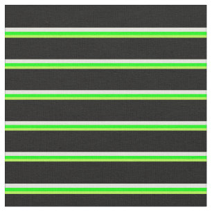 Tissu Lignes vert clair, citron vert, beige et noir