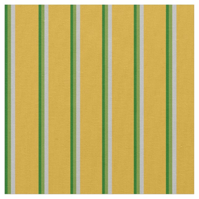 Tissu Lignes Vert foncé, Vert, Gris & Goldenrod (Fermer)