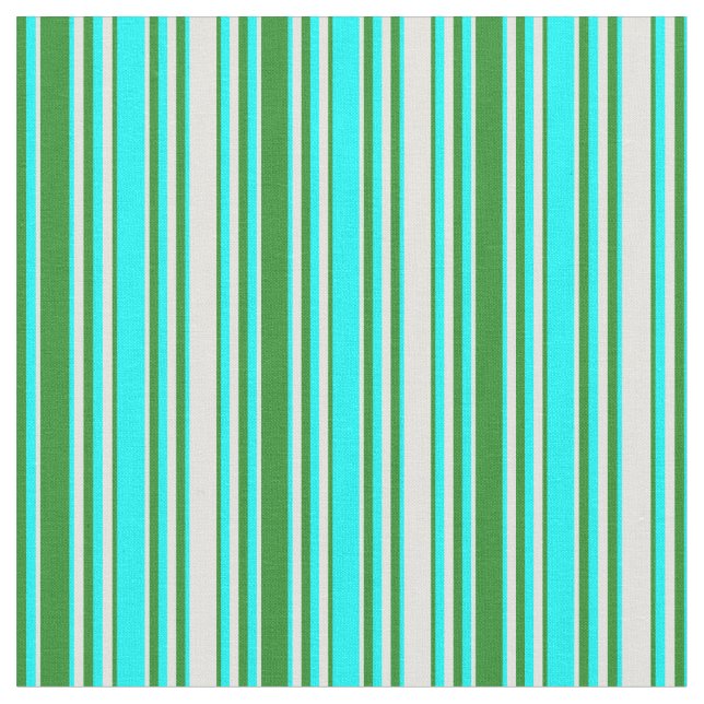Tissu Lignes vert forêt, Aqua et vert clair Cyan (Fermer)