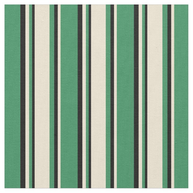 Tissu Lignes vert mer, beige et noir (Fermer)