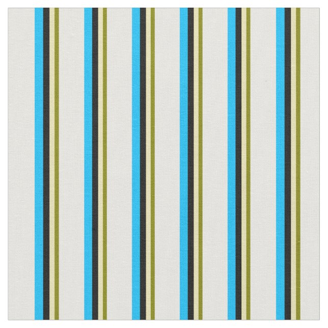 Tissu Lignes vertes, bronzantes, noires, bleues et blanc (Fermer)