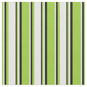 Tissu Lignes vertes, Crème à menthe et Noir