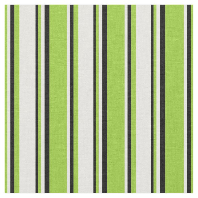 Tissu Lignes vertes, Crème à menthe et Noir (Fermer)