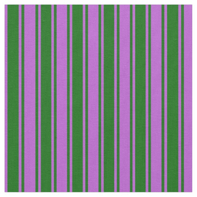 Tissu Lignes vertes foncées et orchidées (Fermer)