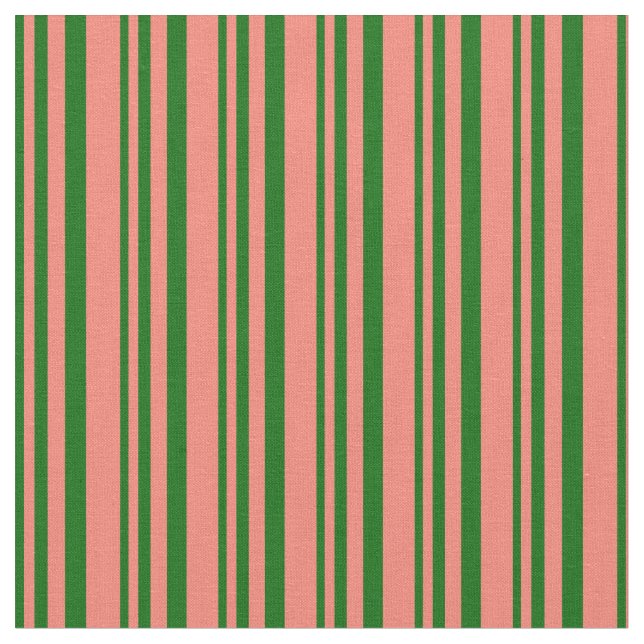 Tissu Lignes vertes foncées et Saumons (Fermer)