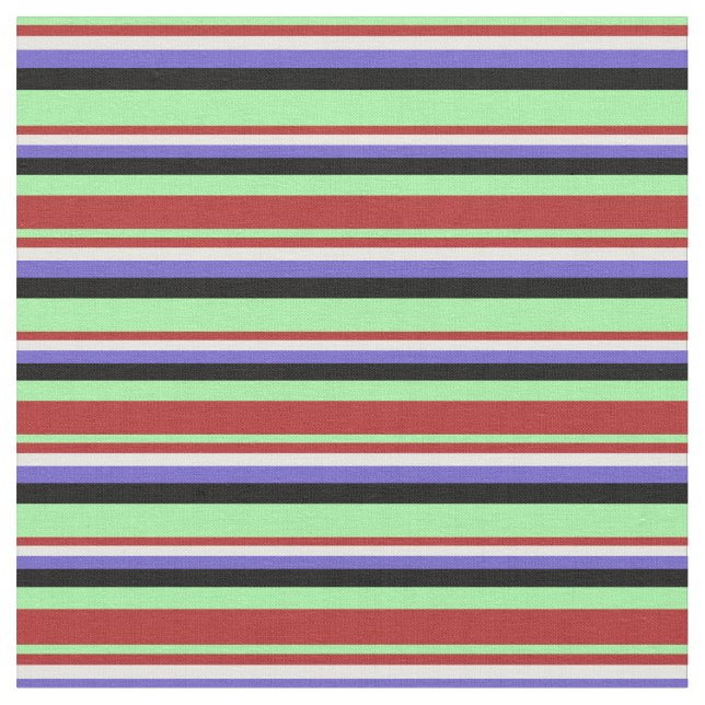 Tissu Lignes vertes, rouges, blanches, bleues d'ardoise  (Fermer)