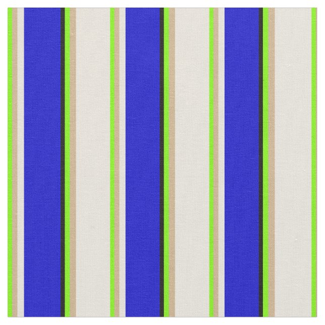 Tissu Lignes vertes, Tan, Beige, Bleu & Noir (Fermer)
