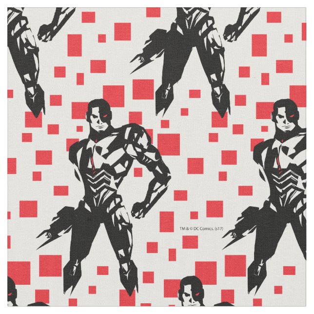 Tissu Ligue de Justice | Cyborg Digital Noir Pop Art (Fermer)