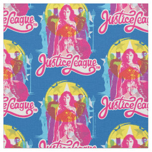 Tissu Ligue de Justice Retro Group & Logo Pop Art